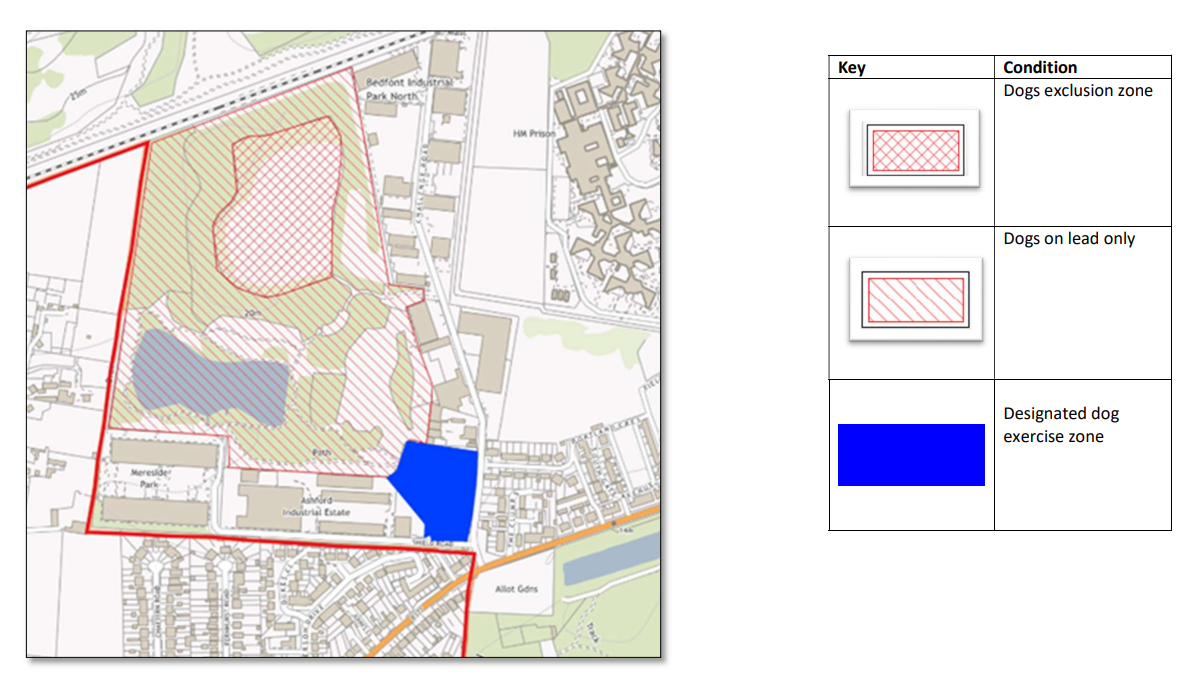 Map of the Southern part of the Bedfont Lakes Country Park