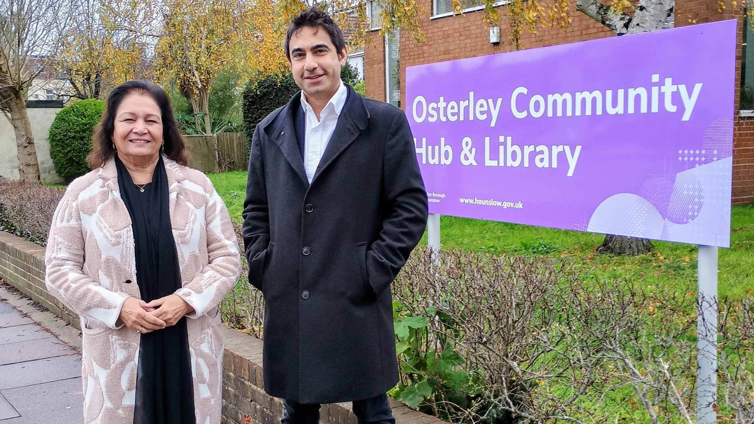 Cllr's A. Grewal and Shaheen, outside Osterley CH&L