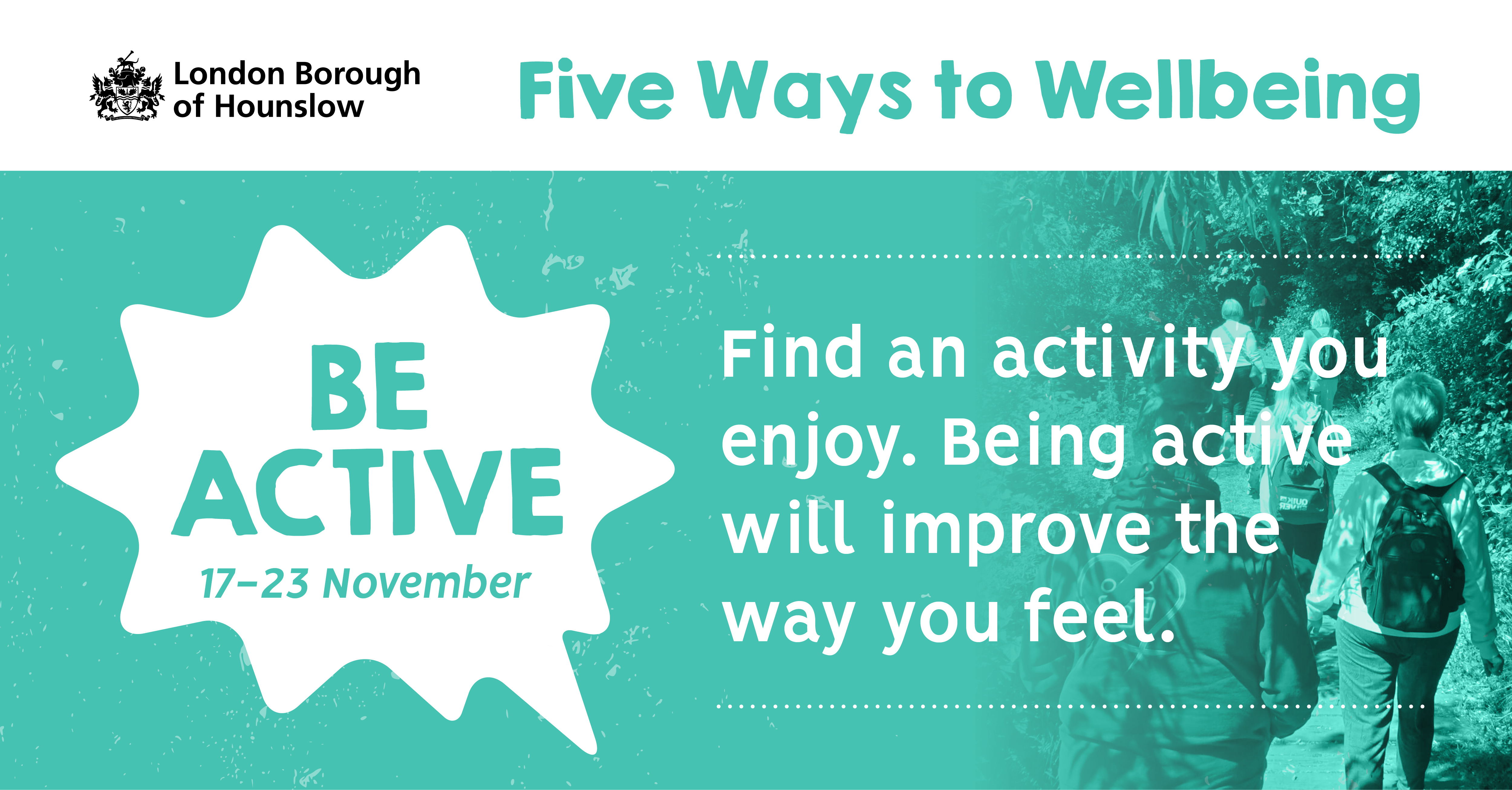 Poster for 'Be active' event - Five ways to Wellbeing