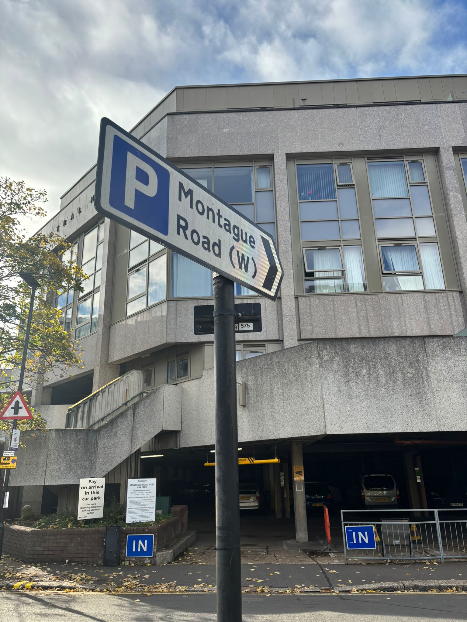 Montague Road West car park from the road.