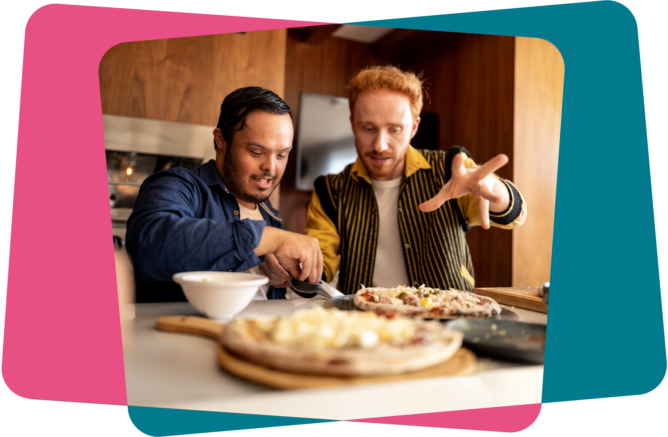 Carer and cared for person cooking