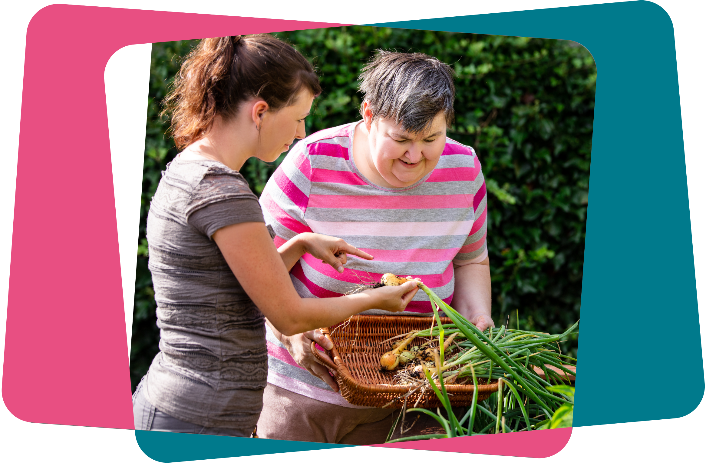 Carer and cared for person in the garden