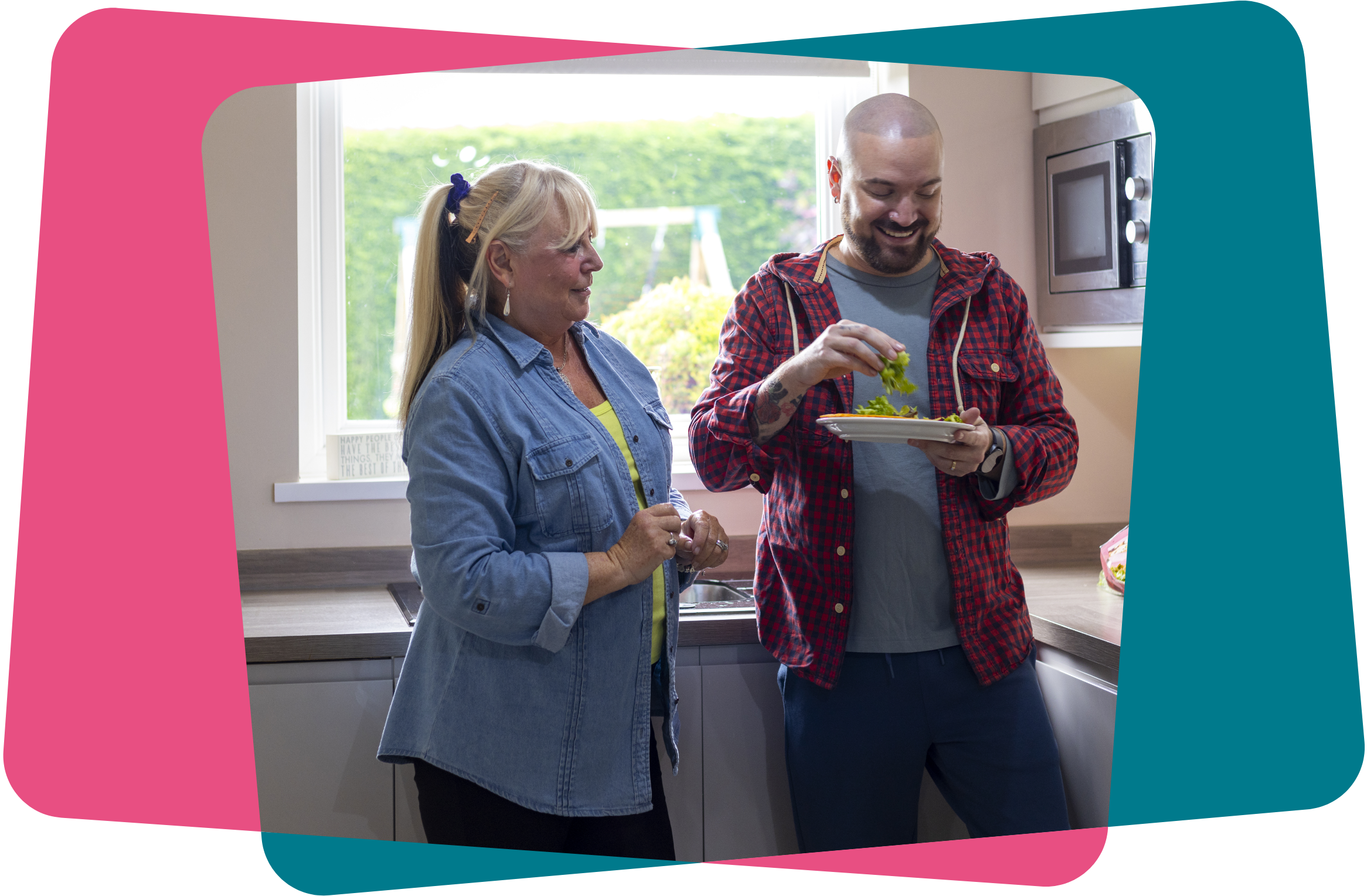 Carer and cared for person in the kitchen