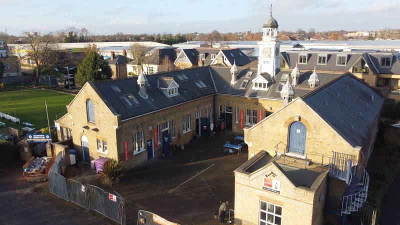Exterior aerial view of Redlees Studios, Isleworth.