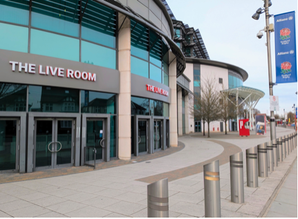 An outside shot of the Live Room at the Allianz Stadium