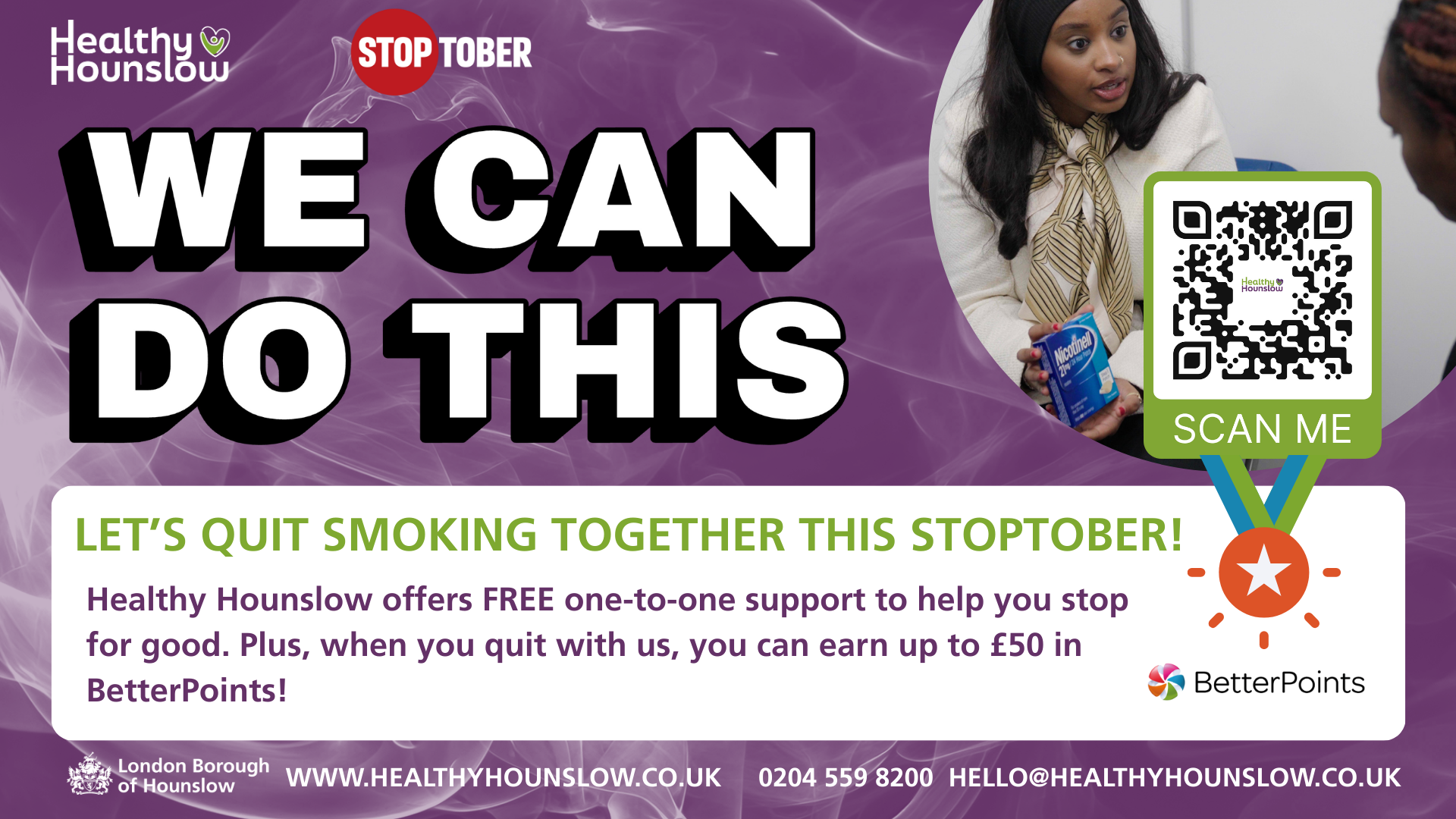 Stoptober campaign poster with 'We can do this' on it