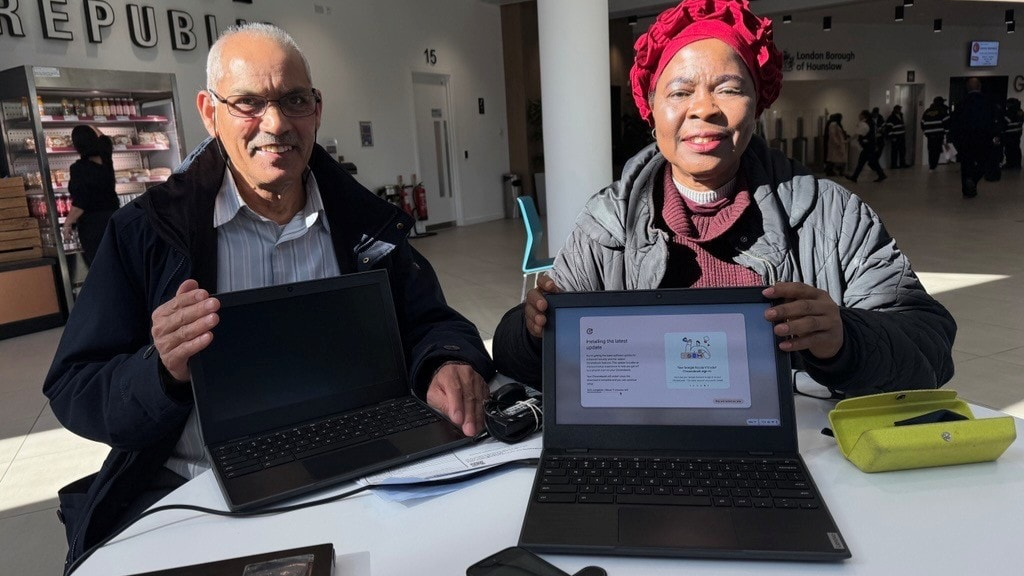 Two Hounslow residents receiving laptops to help them get online