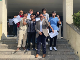 Cllr Rajawat joins pupils from Lampton School for their sixth form results day