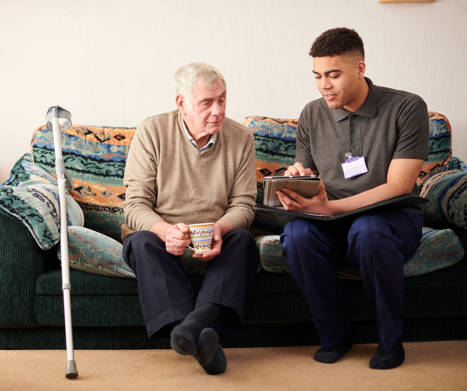 Elderly resident with Carer