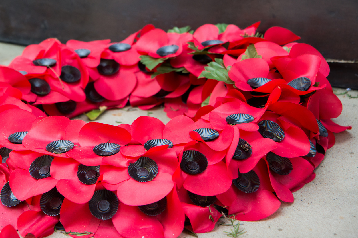 A wreath of red poppies