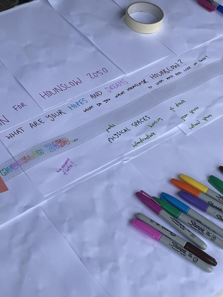 Pens resting on top of written work on paper.