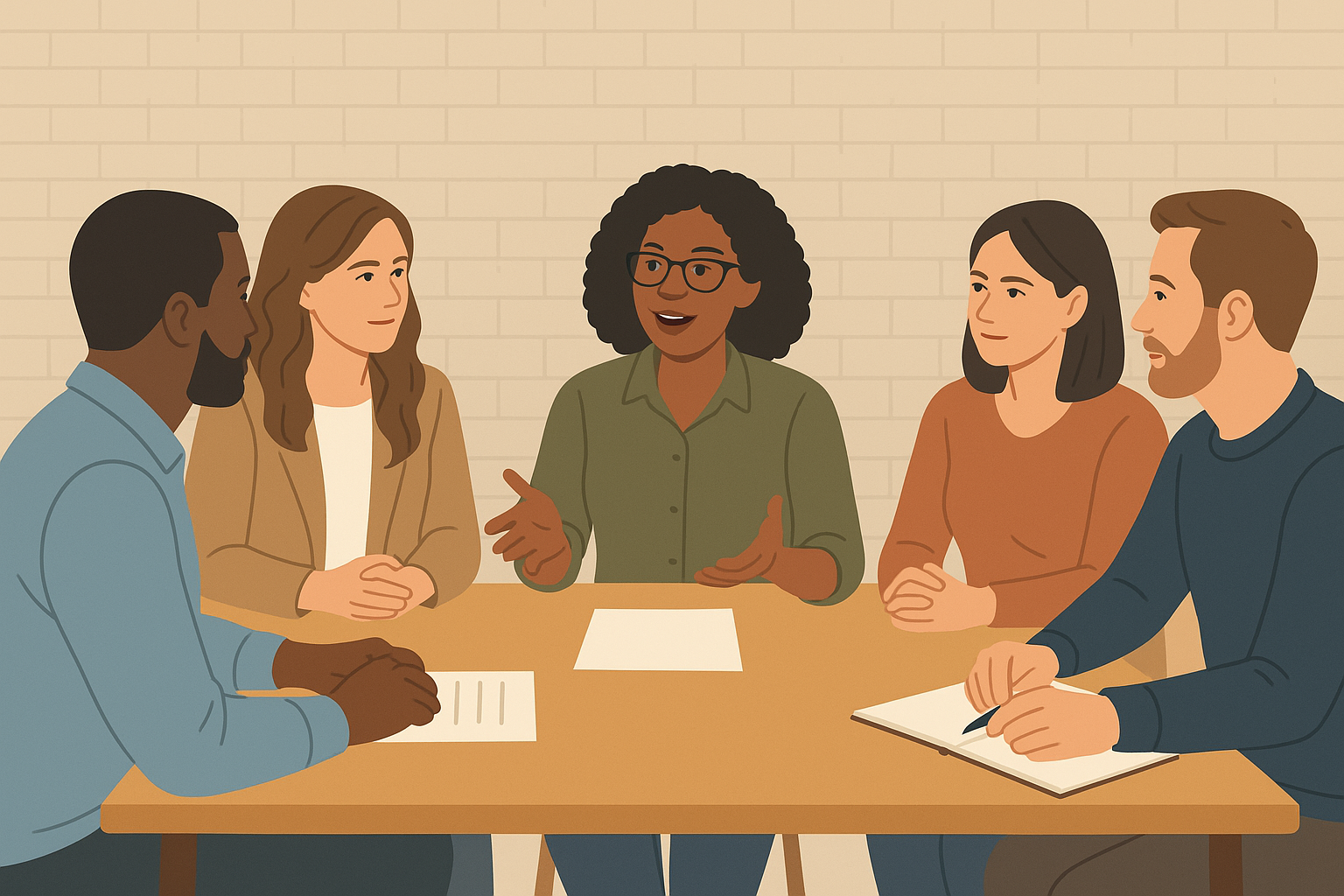 Illustration of a focus group taking place